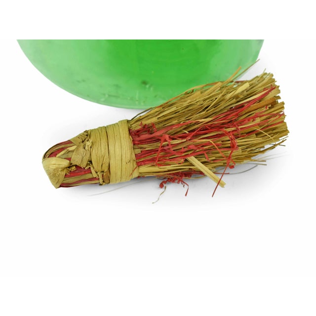 Vintage Hand Blown Italian Green Glass Wine Decanter Carafe With Ice Chamber Chiller and Stoppers For Sale - Image 9 of 9