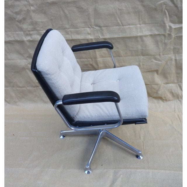Wool and Leather Office Chair, 1970s For Sale - Image 4 of 8