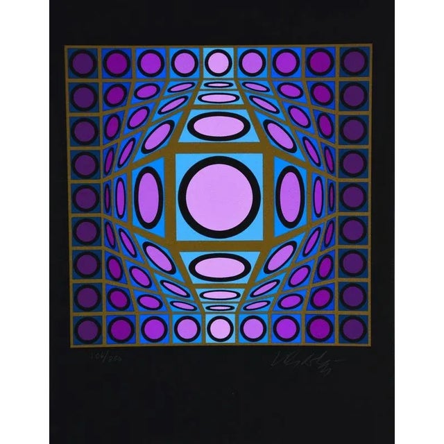 Blue Victor Vasarely, Microcosmos, 1979, Silkscreen For Sale - Image 8 of 8