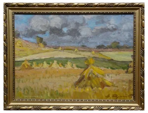 Alfejs Bromults, Rural Landscape, 1942, Oil on Cardboard