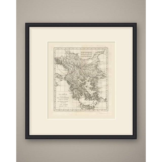 An original copper engraved map, uncolored, of ancient Greece and the lands north of it as far as the Danube. The map runs...
