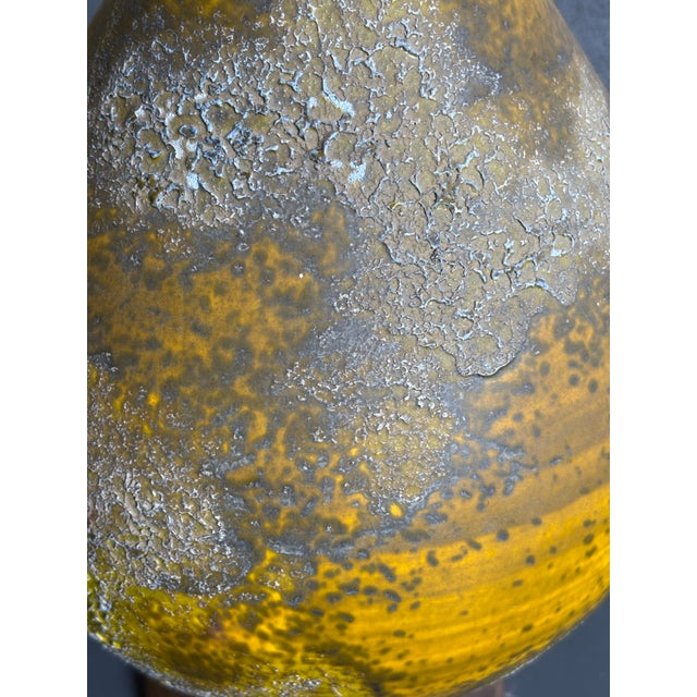 Mid Century 1960s Lava Glaze Yellow Table Lamps- A Pair For Sale - Image 10 of 10