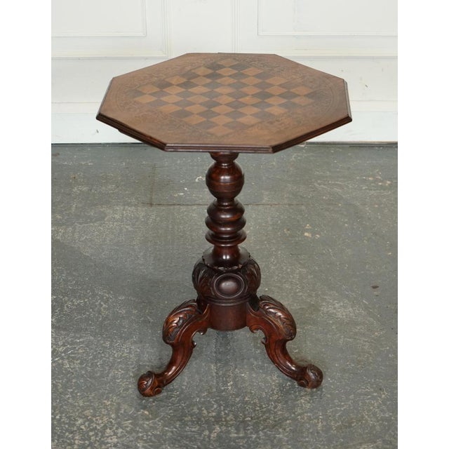 Italian Chess Side End Lamp Table with Carved Legs For Sale - Image 4 of 16