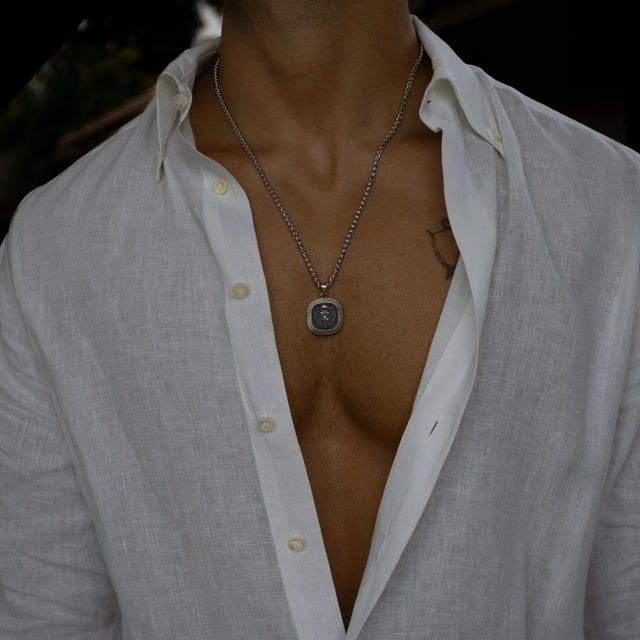 Early 21st Century Regal Lion Medallion Men’s Sterling Silver Necklace For Sale - Image 5 of 9