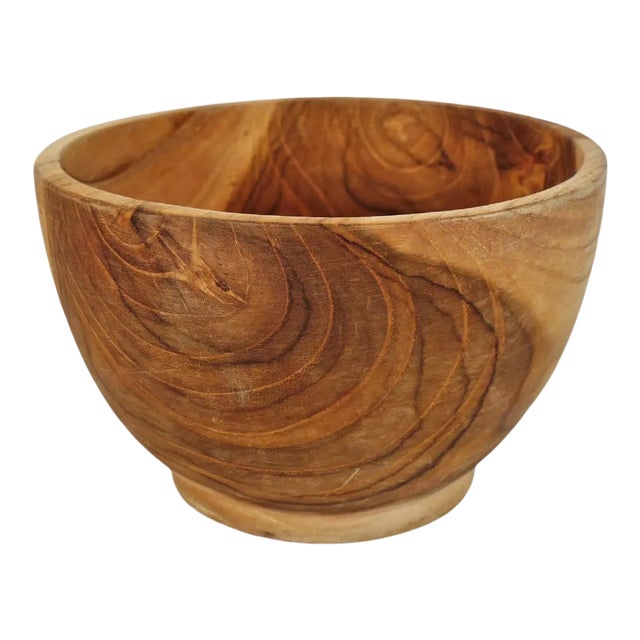 Simple Teak Wood Bowl For Sale