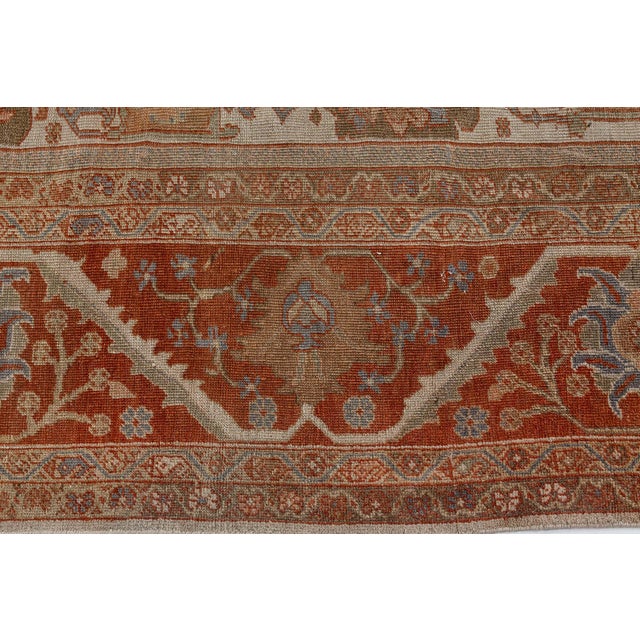 Authentic 19th Century Persian Sultanabad Red Handmade Wool Rug For Sale - Image 4 of 7