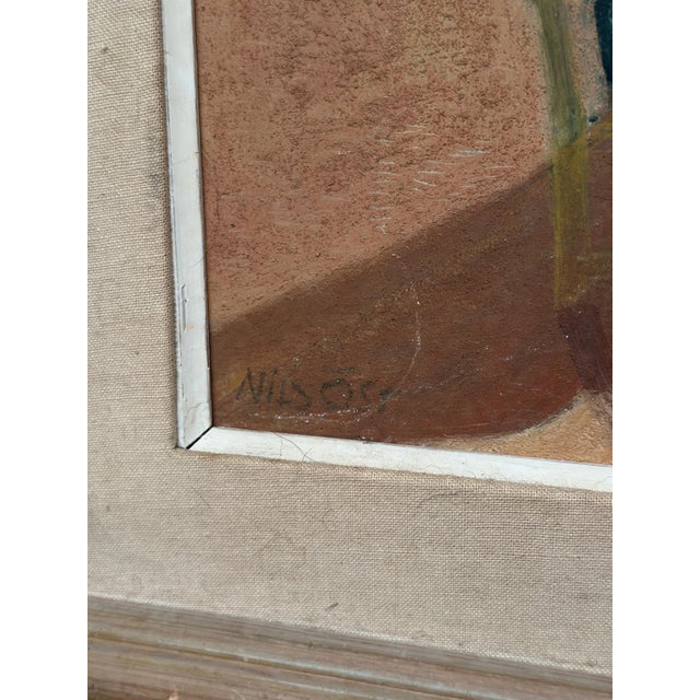 Nils Öst, Figure with Boats, 1950s, Oil Painting on Panel, Framed For Sale - Image 16 of 18