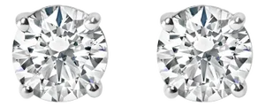 14K White Gold 1.0 Cttw Round Brilliant Cut Lab Grown White Diamond 4-Prong Classic Solitaire Stud Earrings