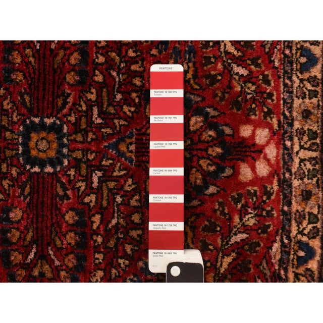 Traditional 1920 2'x2'6" Jalapeno Red Mat Antique Persian Sarouk Hand Knotted Pure Wool Clean Rug For Sale - Image 3 of 6