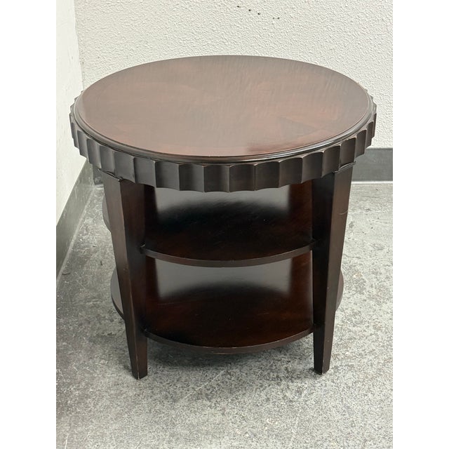 Late 20th Century Scallop Edge Tiered Side Table, Vintage For Sale - Image 5 of 12