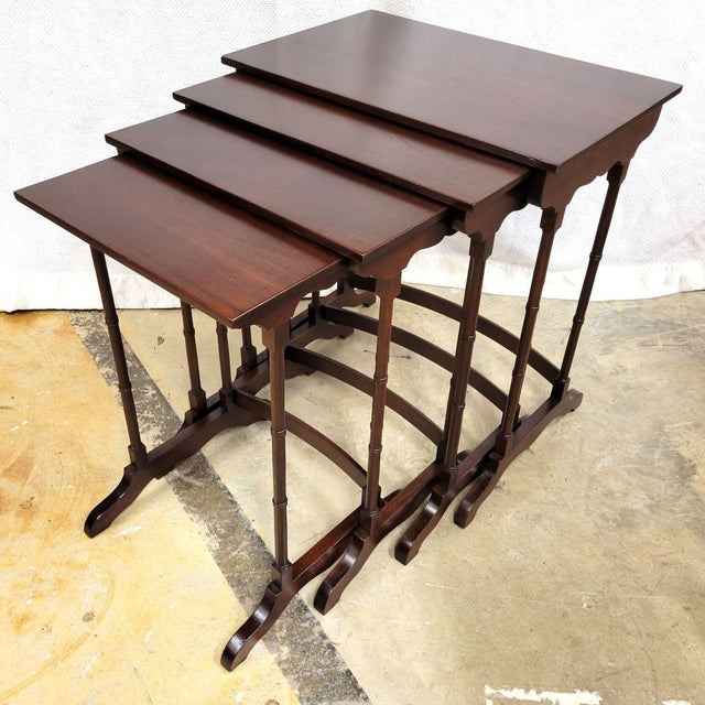 English Set Early 20th Century English Quartteto Mahogany Nesting Tables For Sale - Image 3 of 8