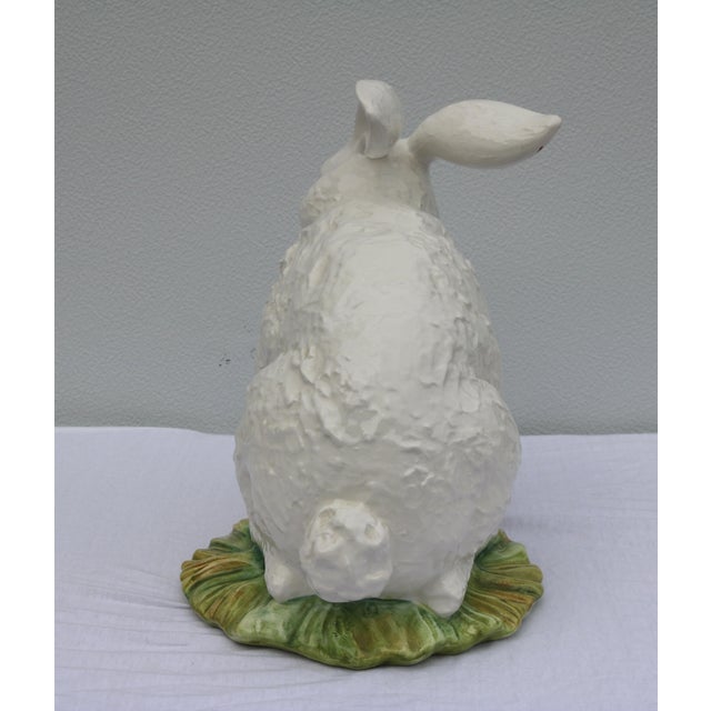 Mid 20th Century Mid Century Italian Large White Majolica Ceramic Bunny Rabbit Statue For Sale - Image 5 of 11