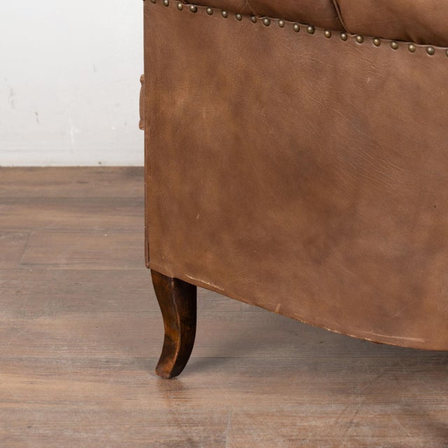 Pair of 20th Century Vintage Brown Leather Danish Club Chairs For Sale - Image 12 of 14