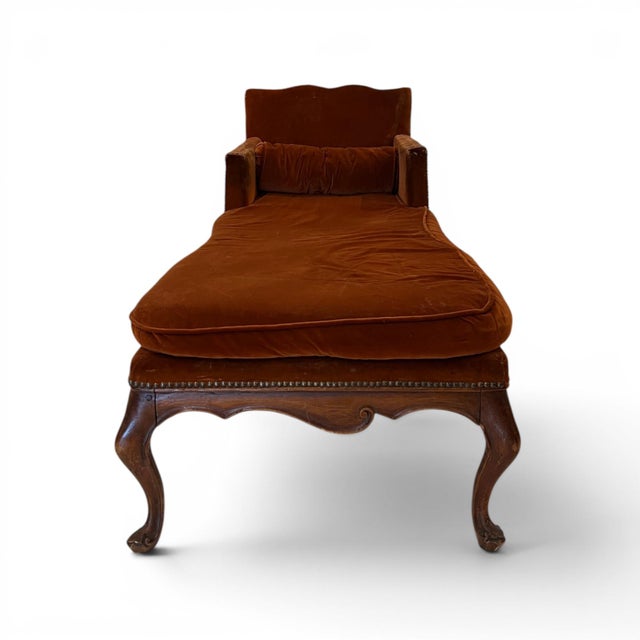 Burnt Orange 18th Century Venetian Walnut Chaise For Sale - Image 8 of 10