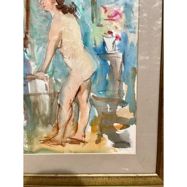 1980s Framed Female Nude Study, Watercolor For Sale - Image 5 of 7