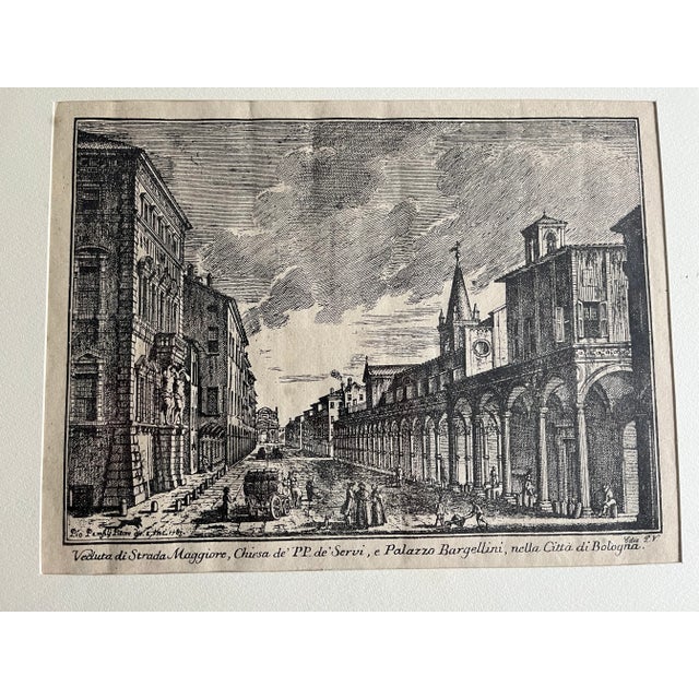 Late 18th Century Antique Engraving, "Veduta Di Strata Maggiore," Bologna by Pio Panfili, Framed For Sale - Image 4 of 12