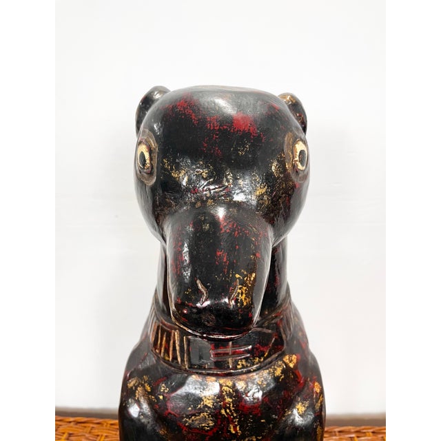 Vintage Carved Wooden Dog Statue For Sale - Image 9 of 12