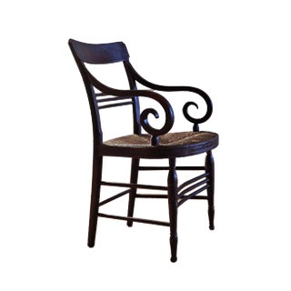 Fancy Armchair Antique With Rush Seat For Sale