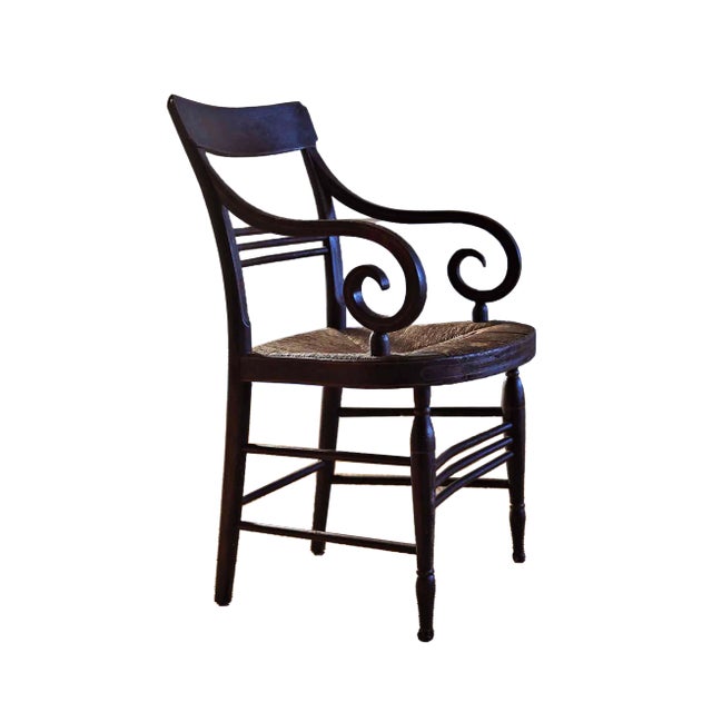 Fancy Armchair Antique With Rush Seat For Sale
