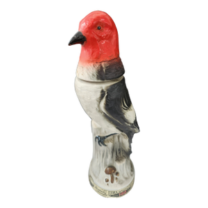 1960s Mid-Century Modern Jim Beam “Beam’s Trophy” Cardinal Ceramic Decanter, Americana Barware