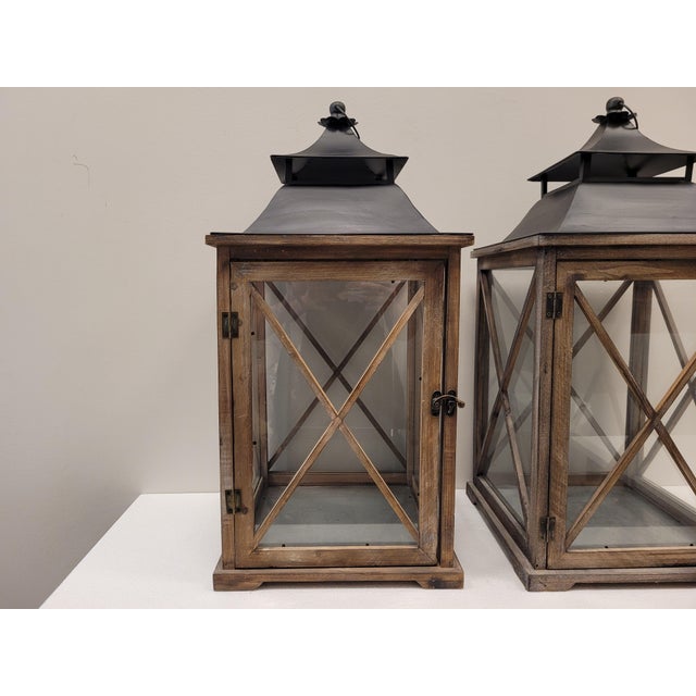 Metal Vintage French Lanterns in Forja, Set of 2 For Sale - Image 7 of 17