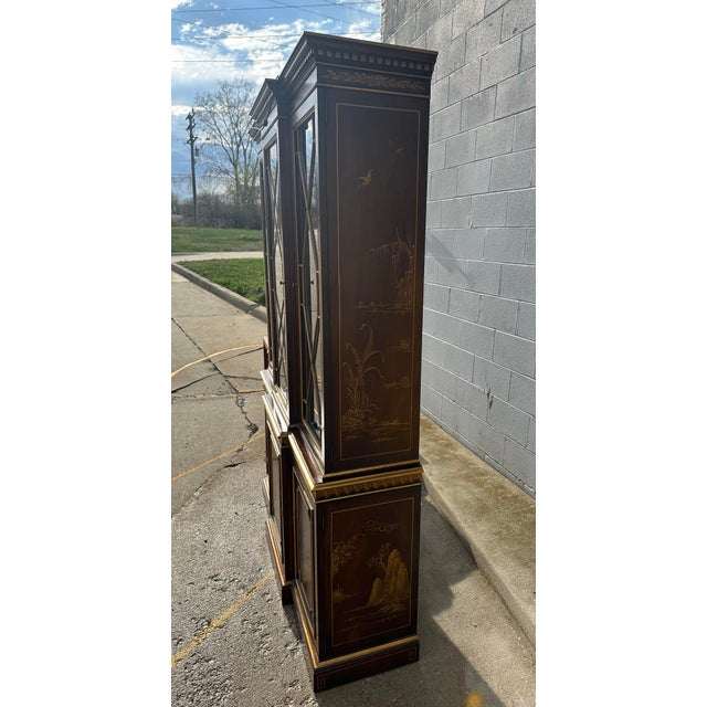 Kindel Furniture Kindel Furniture Georgian Chinoiserie Breakfront For Sale - Image 4 of 11