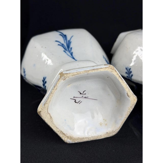 White Dutch Delft Faience Vases with Hand-Painted Pastoral Scenes, Set of 2 For Sale - Image 8 of 11