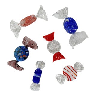 Mid-Century Murano Attributed Blown Glass Candies - Set of 7 For Sale