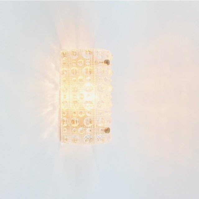 Metal 1960s Mid-Century Modern Scandinavian Glass & Brass Wall Lamp by Carl Fagerlund for Orrefors For Sale - Image 7 of 10