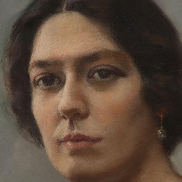 Piero Galanti, Portrait, 20th Century, Crayon on Cardboard, Framed For Sale - Image 4 of 10