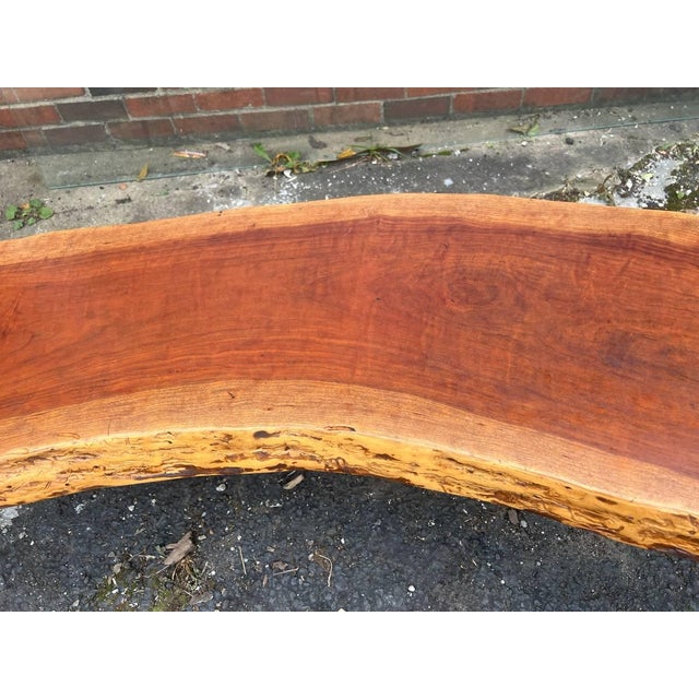 Late 20th Century Rustic Style Live Edge Slab Wood Top Coffee Table/ Bench With Iron Hairpin Legs For Sale - Image 4 of 18