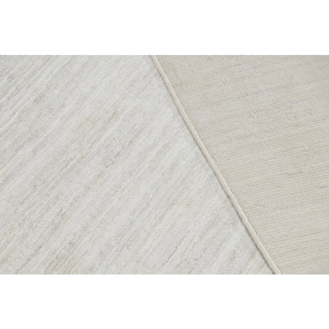 Rug & Kilim Rug & Kilim’s Oversized Textural Rug in Solid White, Gray and Cream Striae - 13x16 For Sale - Image 4 of 5