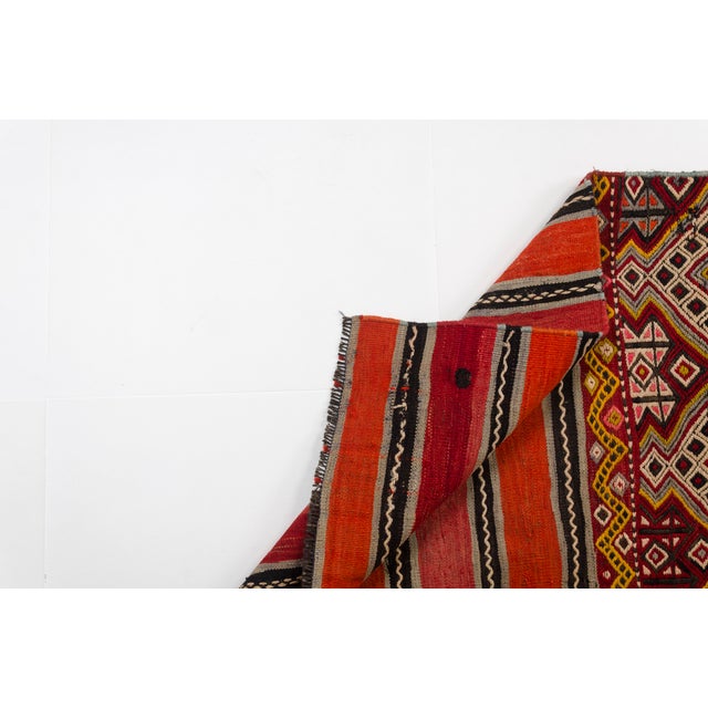 Turkish Mid 20th Century Vibrant Red, Orange & Yellow Flatweave Kilim For Sale - Image 3 of 10