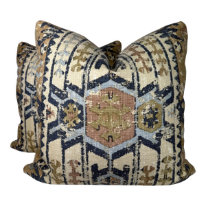 Gp & J Baker "Kilver" in Indigo 22" Pillows-a Pair
