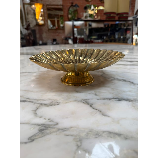 Brass Vintage Solid Brass Pedestal Bowl For Sale - Image 8 of 8