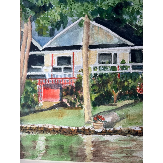 Early 21st Century Original Watercolor of Cabin on the Lake For Sale - Image 5 of 8