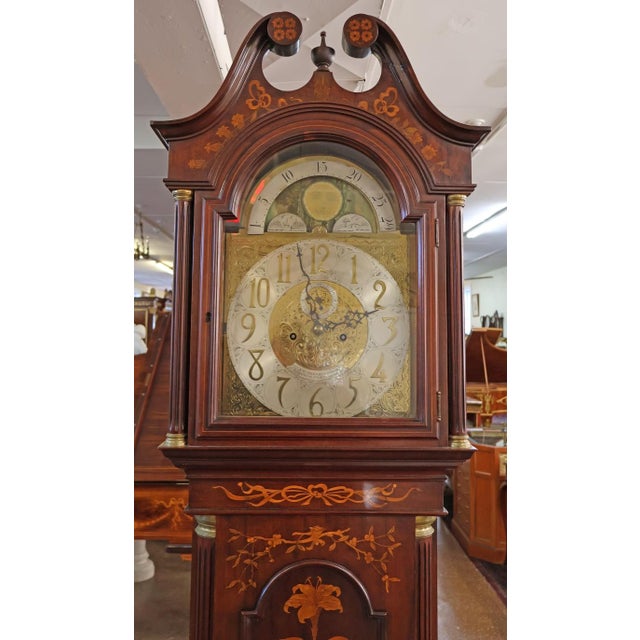 19th Century English Mahogany Inlaid Tall Case Grandfather Clock j.c Jennens For Sale - Image 16 of 17