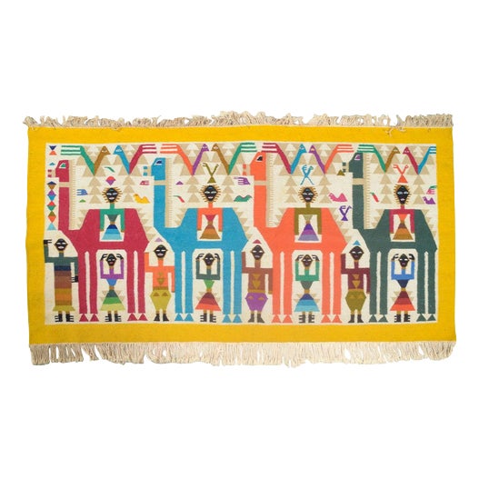 Swedish Röllakan Wall Rug in Wool with Figurative Design, 1970s For Sale