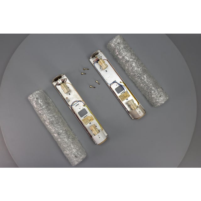 Mid-Century Modern Ice Glass Wall Sconces with Sockets, 1970s, Set of 2 For Sale - Image 16 of 18