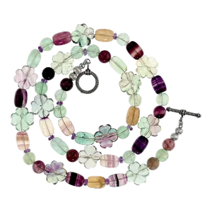 Ajd 25 Inch Multi Color Fluorite Necklace