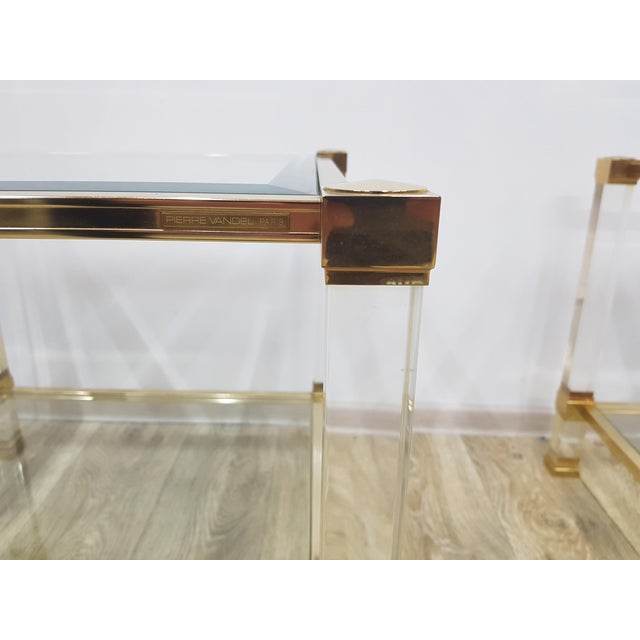 Hollywood Regency Tables in Glass by P. Vandel, Paris, 1970s, Set of 2 For Sale - Image 13 of 18