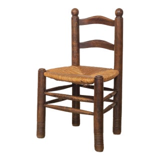 1950s French Wood and Woven Chair by Charles Dudouyt For Sale