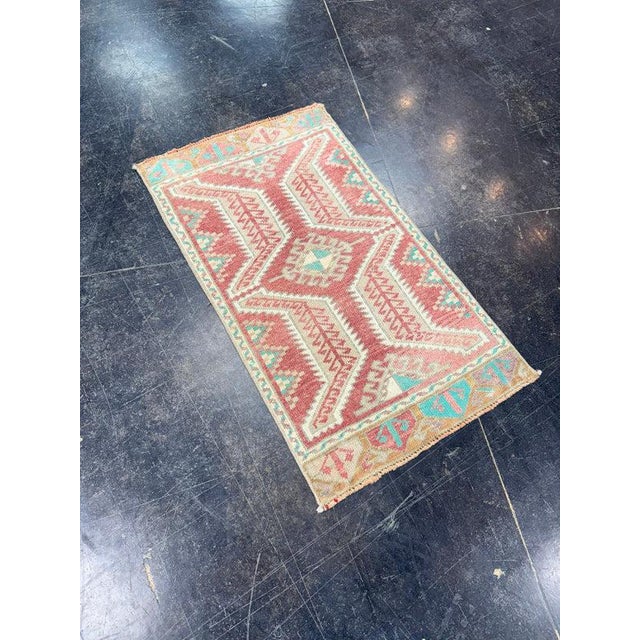 Turkish Mini Rug Oriental Hand Knotted Vintage Rug 1'8" x 2'11" #17201 For Sale In Houston - Image 6 of 8