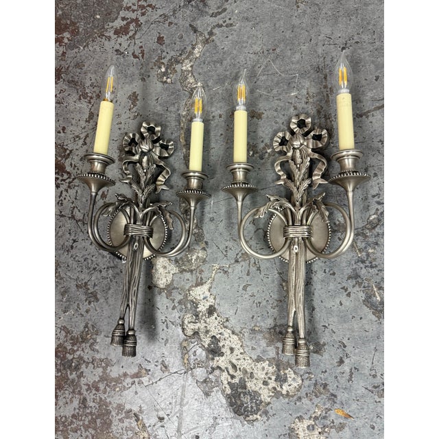 19th Century Louis XVI Style Wall Sconces, Pair For Sale - Image 10 of 12