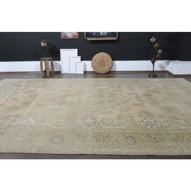 1970s Vintage Persian Handmade Wool Cotton Orange Area Rug For Sale - Image 4 of 11