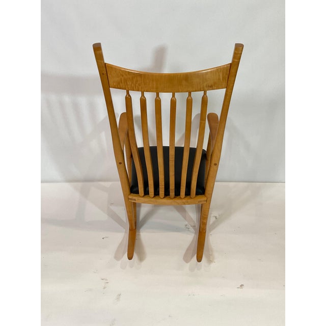 Wood Custom-Made Tiger Maple Rocker For Sale - Image 7 of 7
