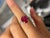 Round Rubellite Pink Tourmaline Diamond Three Stone 18 Karat White Gold Ring, Size 6.5 For Sale - Image 9 of 14