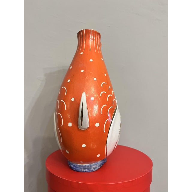Orange Fish-Shaped Ceramic Vase, 1950s For Sale - Image 8 of 10