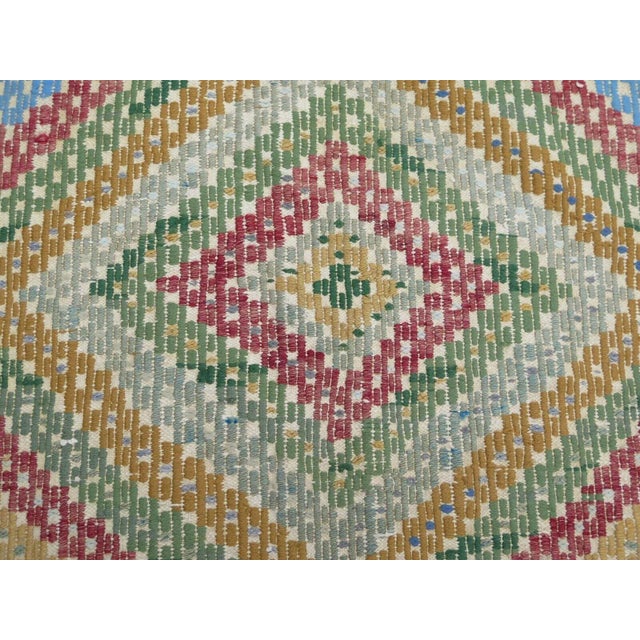 Light Green Embroidered Kilim Rug - 65" X 105" For Sale - Image 8 of 13