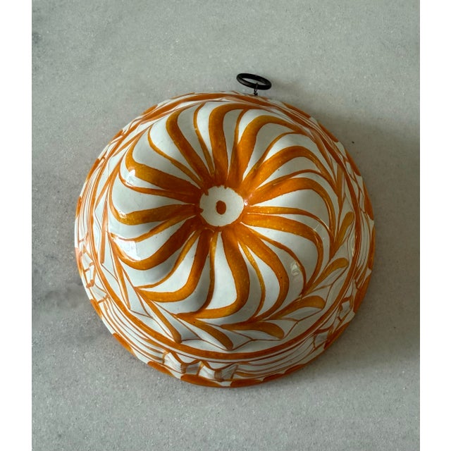 Orange Set of 3 Ceramic Orange and White Hand Painted Molds For Sale - Image 8 of 12